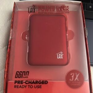 LAX Mini Rapid Charge Red Power Bank 6600 mAh High Capacity with 2 usb ports